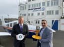 Solent Airport Daedalus is getting a ground-lighting upgrade in hopes of transforming the airfield. Pictured is Councillor Seán Woodward, Executive Leader of Fareham Borough Council, and Euro Flight Training Owner, Valentino Kadirzade.