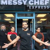 Co-owner Sonam Rahman, centre, and other staff at the opening of Messy Chef Express, Market Parade, HavantPicture: Chris Moorhouse (jpns 170324-49)