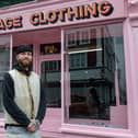 Merlin Pitt (37) getting ready to launch his new vintage clothing shop on Albert Road. Picture: Mike Cooter (160324)