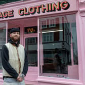 Merlin Pitt (37) getting ready to launch his new vintage clothing shop on Albert Road. Picture: Mike Cooter (160324)