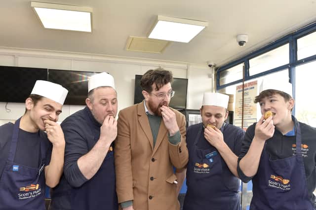 We tried a battered Cadbury's Creme Egg which is on the menu at Scott's Plaice in Gosport, who have added it to their menu in the run up to Easter.

Pictured is: (l-r) Troy Stones, Scott Turner, The News, Portsmouth reporter Joe Williams, Steve King and Ryan Blackman.