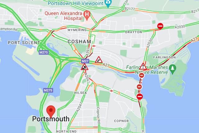 Portsmouth traffic map this morning 