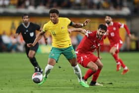 Pompey striker Kusini Yengi in action for Australia against Lebanon today. Pic: Getty