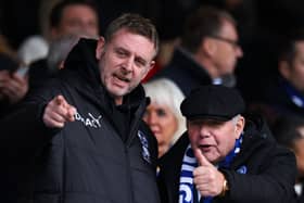 Peterborough United chairman Darragh MacAnthony, left, with Director of Football Barry Fry
