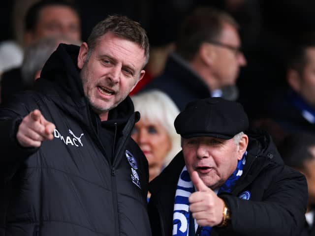 Peterborough United chairman Darragh MacAnthony, left, with Director of Football Barry Fry