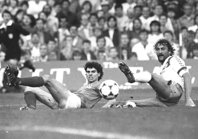 Paul Wood in action against Crystal Palace in October 1985 at Fratton Park.