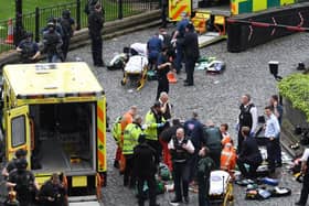 The scene at the Palace of Westminster after the attack in March 2017, which lasted 82 seconds.
Photograph: Stefan Rousseau/PA