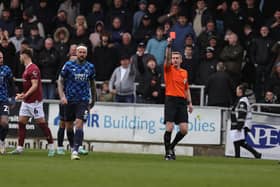 Former Pompey defender Sonny Bradley is sent off for Derby County at Northampton. Pic: Getty