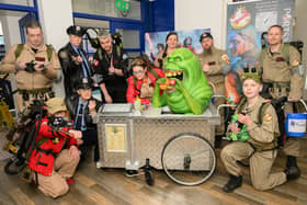 Pictured is: The Ghostbusters in the foyer of the Odeon cinema, Port Solent.
