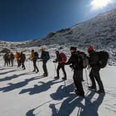 Royal Navy engineers from Portsmouth trekked up the Renjo La and Cho La passes in the Himalayas and reached Mount Everest Base Camp. Picture: Royal Navy.