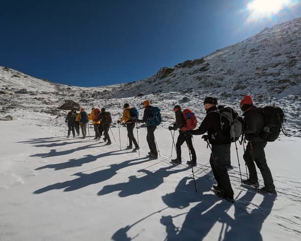 Royal Navy engineers from Portsmouth trekked up the Renjo La and Cho La passes in the Himalayas and reached Mount Everest Base Camp. Picture: Royal Navy.