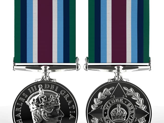 The new Wider Service Medal (WSM), which has been announced by Defence Secretary Grant Shapps. The Wider Service Medal (WSM) will be granted to personnel "fulfilling crucial operational roles" but whose lives are not necessarily at great risk. Picture: Ministry of Defence/PA Wire
