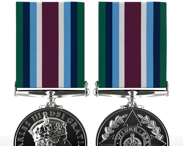 The new Wider Service Medal (WSM), which has been announced by Defence Secretary Grant Shapps. The Wider Service Medal (WSM) will be granted to personnel "fulfilling crucial operational roles" but whose lives are not necessarily at great risk. Picture: Ministry of Defence/PA Wire