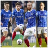 From left to right, Tom Lowery, Callum Lang, Connor Ogilvie and Anthony Scully are all currently sidelined for Pompey.