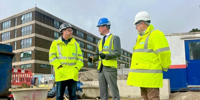 Portsmouth South's Labour MP, Stephen Morgan, visited the site of QA Hospital's emergency department expansion.