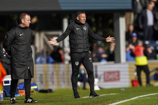 Jon Harley took charge of Pompey's 3-1 win at Wycombe with John Mousinho serving a suspension. Picture: Jason Brown/ProSportsImages