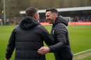 Wycombe boss Matt Bloomfield and Pompey assistant head coach Jon Harley. Pic: PA