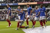 Pompey striker and Nottingham Forest fan, Colby Bishop, celebrates his goal at Derby County earlier in the season. Pic: Jason Brown/ProSportsImages