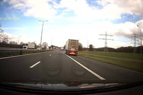 Tyre flies off car on the motorway.
