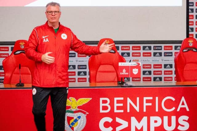 Andy Awford away at Benfica, Portugal for Mango Football