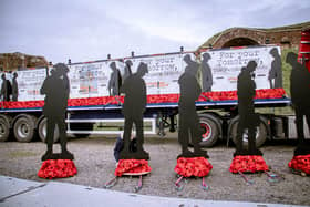 Fort Nelson hosted the Standing with Giants farewell event for Normandy on Friday 5th April 2024. Over 1,400 giant silhouettes are being transported to Normandy for a D-Day 80th anniversary display. Picture: Habibur Rahman