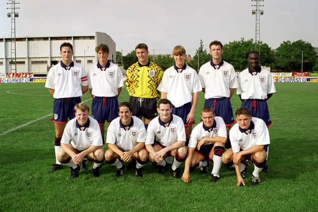 Awford on England under-21 duty with the likes of Darren Anderton, Jamie Redknapp and Lee Clark