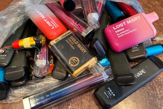 The vapes collected by Councillor Grainne Rason