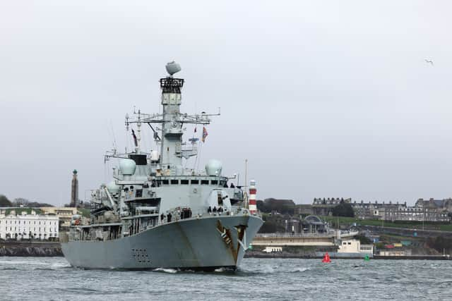 An unnamed Royal Navy ship has been deployed to Gaza to support with an aid project amid the ongoing Israel-Hamas war. Pictured is HMS Richmond, a frigate which recently returned to the UK from operations in the Red Sea. Picture: Royal Navy.