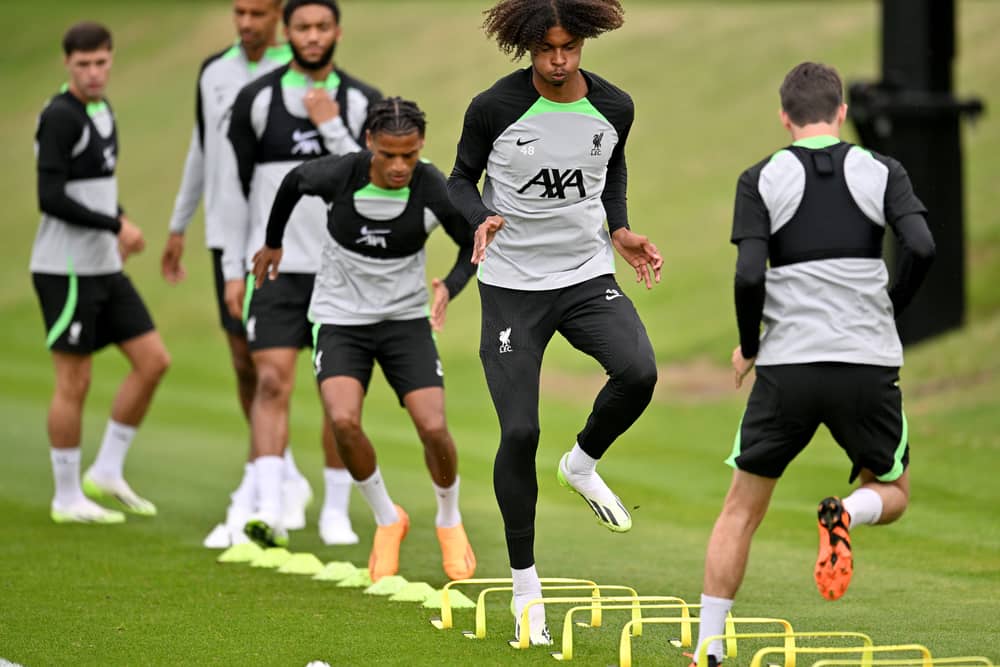Liverpool youngster Harvey Blair training at Liverpool in July