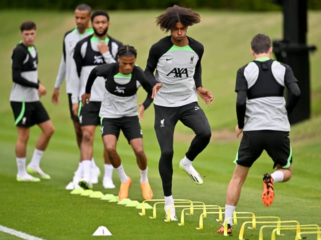 Liverpool youngster Harvey Blair training at Liverpool in July