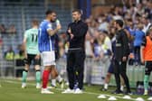 Marlon Pack, left, with Pompey head coach John Mousinho