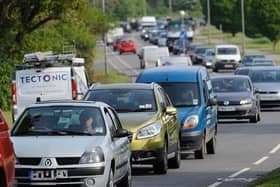 Delays of up to an hour were reported this morning on the A27 and M27 following a collision between two cars in the early hours of the morning.