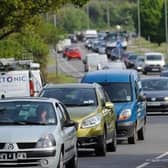 Delays of up to an hour were reported this morning on the A27 and M27 following a collision between two cars in the early hours of the morning.