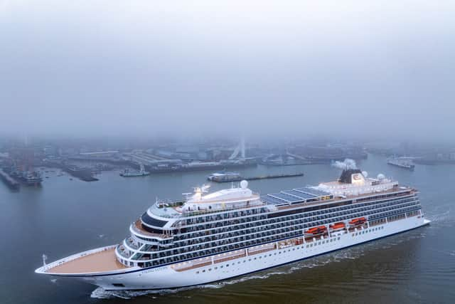 Viking Saturn sailing into Portsmouth for the first time on April 11. She is calling into the city as part of a voyage across northern Europe and the Mediterranean. Picture: Marcin Jedrysiak