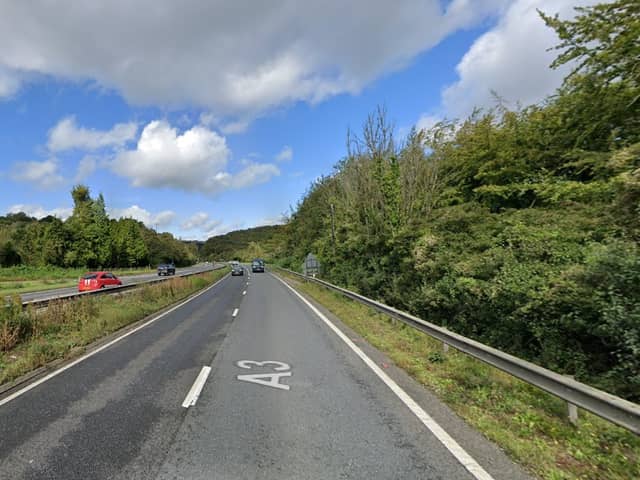 The crash took place on the A3 northbound near the Queen Elizabeth Country Park near Horndean. Picture: Google Street View.
