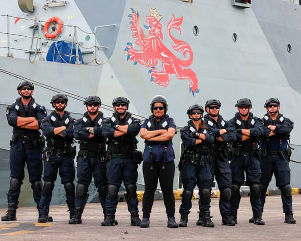 HMS Tamar, alongside Fijian authorities and the New Zealand navy, will be patrolling the Pacific to combat illegal fishing. Picture: Royal Navy