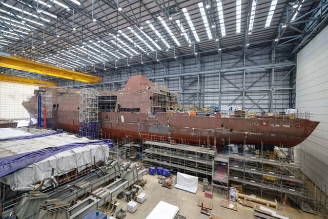 HMS Venturer in build in Rosyth.