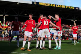 Andy Cannon (L) has won promotion to the Sky Bet League One with Wrexham. He last played in the division with Portsmouth in 2021. (Photo by Jan Kruger/Getty Images)