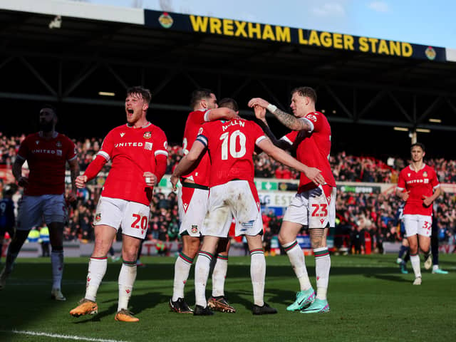 Andy Cannon (L) has won promotion to the Sky Bet League One with Wrexham. He last played in the division with Portsmouth in 2021. (Photo by Jan Kruger/Getty Images)