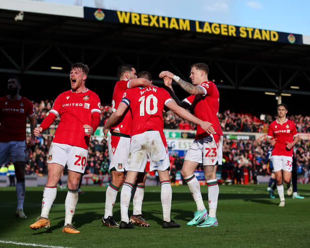 Andy Cannon (L) has won promotion to the Sky Bet League One with Wrexham. He last played in the division with Portsmouth in 2021. (Photo by Jan Kruger/Getty Images)