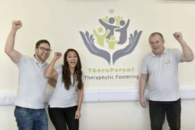 TheraParent Fostering based in Waterlooville, are celebrating their first anniversary.Pictured is: (l-r) Mark Gibson-Cook, director and supervising social worker,  Katie Gibson-Cook, director and registered manager and Mike Spencer, director and responsible individual. Picture: Sarah Standing (150424-484)