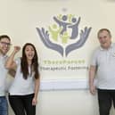 TheraParent Fostering based in Waterlooville, are celebrating their first anniversary.Pictured is: (l-r) Mark Gibson-Cook, director and supervising social worker,  Katie Gibson-Cook, director and registered manager and Mike Spencer, director and responsible individual. Picture: Sarah Standing (150424-484)