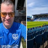 Jason Wiltshire has travelled from LA to Portsmouth for tonight's title deciding match against Barnsley. He managed to get the last ticket for the game. Picture: Contributed/Alex Shute