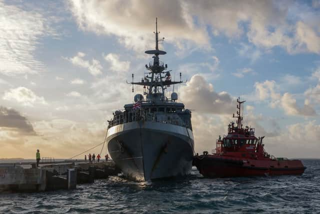  HMS Tamar is on a mission to protect the Fijian population from illegal fishing. Picture: Royal Navy