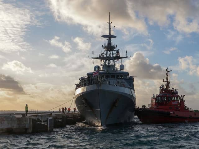  HMS Tamar is on a mission to protect the Fijian population from illegal fishing. Picture: Royal Navy