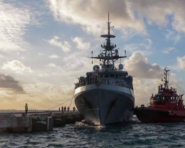  HMS Tamar is on a mission to protect the Fijian population from illegal fishing. Picture: Royal Navy