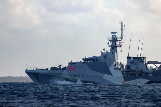 HMS Tamar sailing in Tonga. Picture: Royal Navy