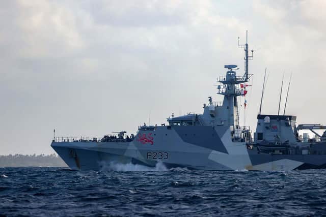  HMS Tamar sailing in Tonga. Picture: Royal Navy