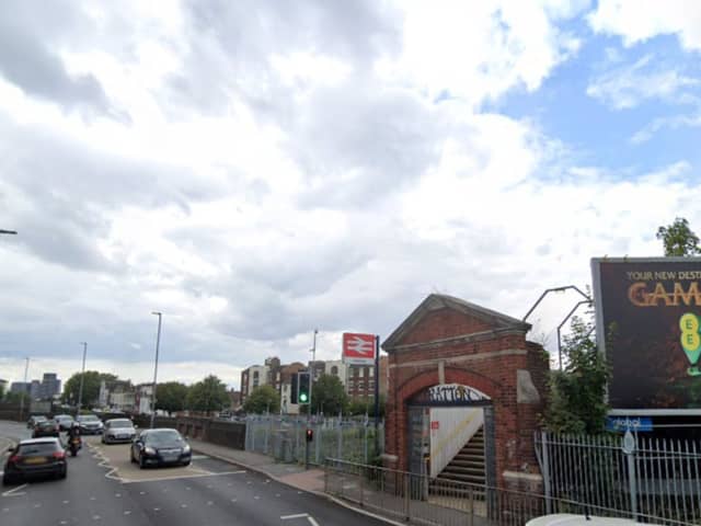 A man in his 50s has been hospitalised after a collision outside Fratton Train station.