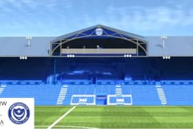 An artist's impression of how the new TV gantry above Fratton Park's South Stand will look